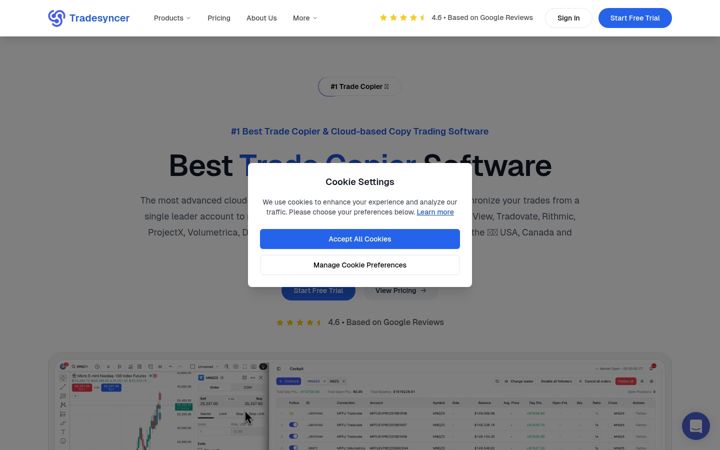 Screenshot of tradesyncer.com