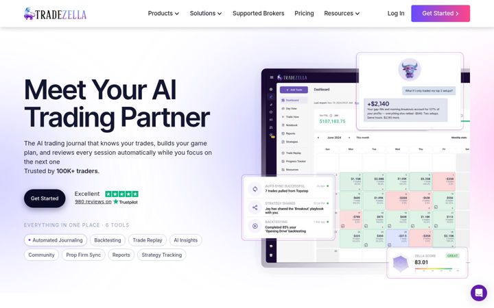 Screenshot of tradezella.com