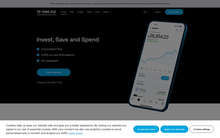Skærmbillede af trading212.com
