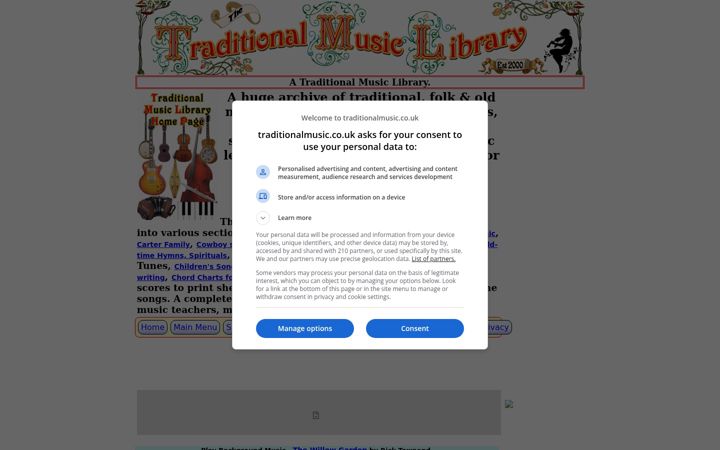 Screenshot of traditionalmusic.co.uk