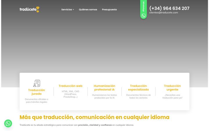 Screenshot van traducete.com