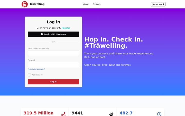 Screenshot of traewelling.de