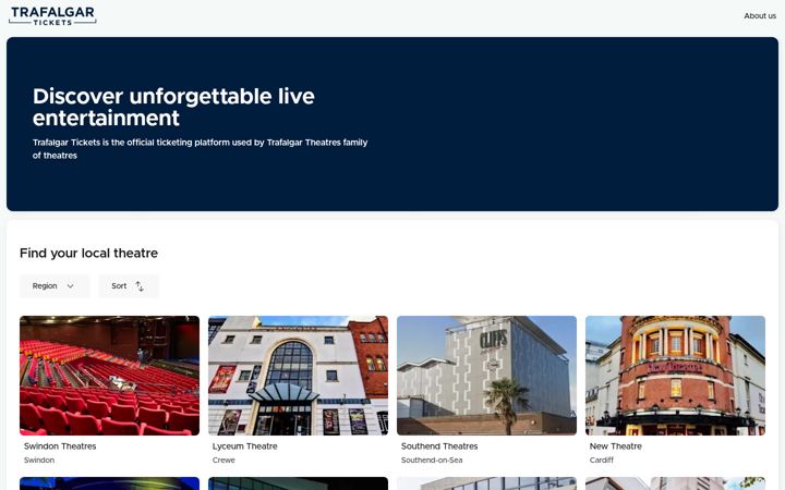Screenshot of trafalgartickets.com