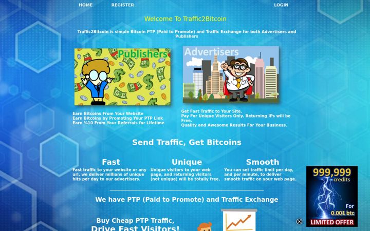 Zrzut ekranu traffic2bitcoin.com