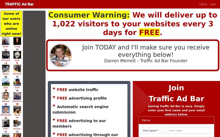 Screenshot of trafficadbar.com