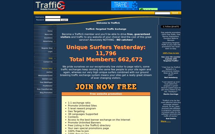 Screenshot of trafficg.com