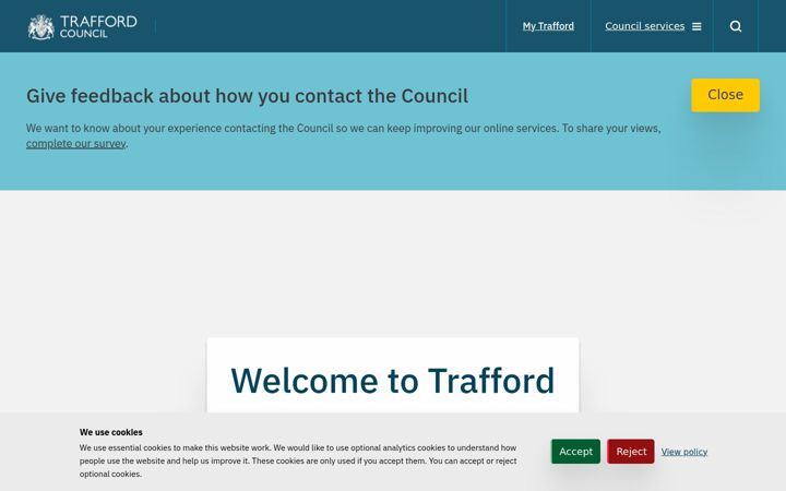 Screenshot of trafford.gov.uk