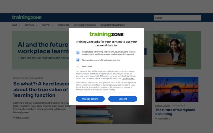 Screenshot of trainingzone.co.uk
