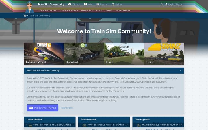 Screenshot of trainsimcommunity.com