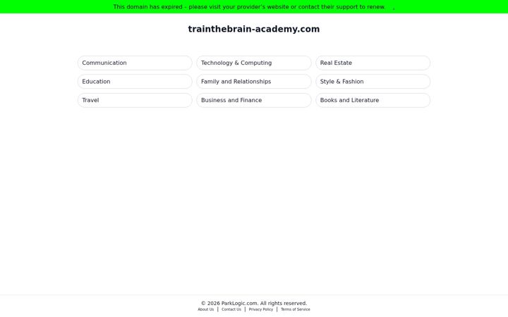 Screenshot of trainthebrain-academy.com