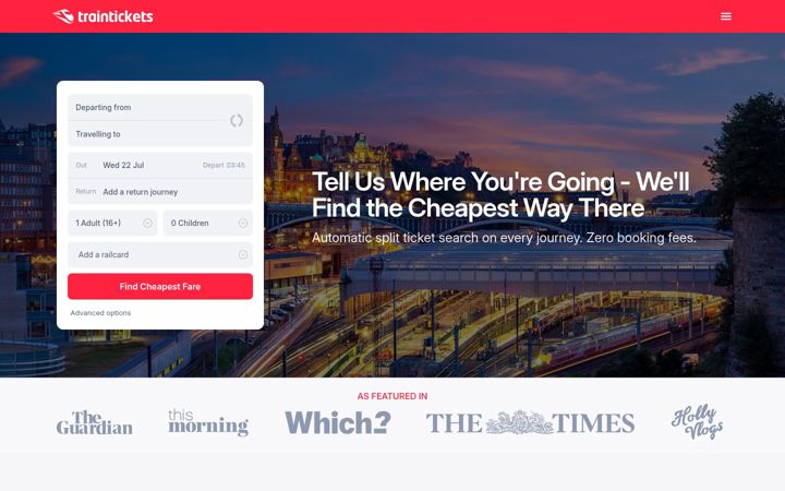 Screenshot of traintickets.com
