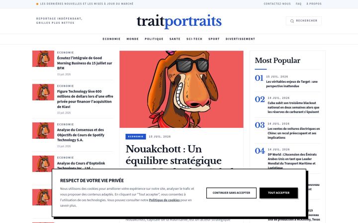 Captură de ecran a traitportraits.fr