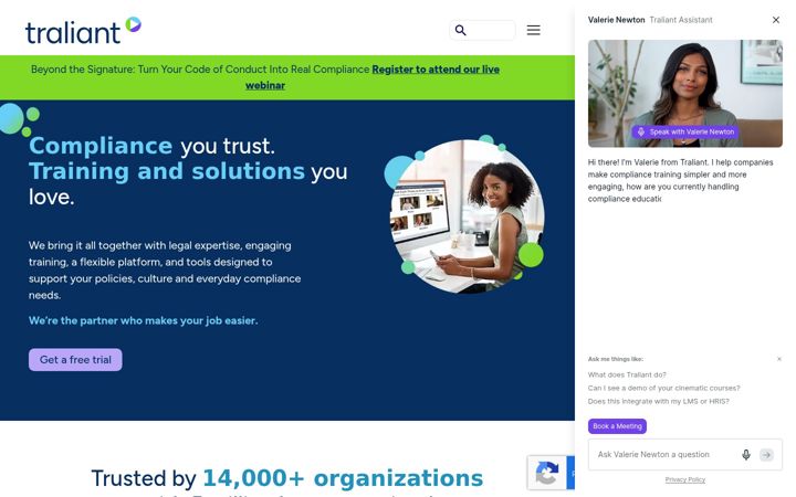 Screenshot of traliant.com