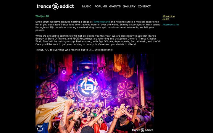 Screenshot of tranceaddict.com