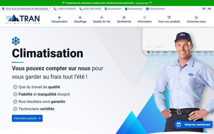 Screenshot of tranclimatisation.com