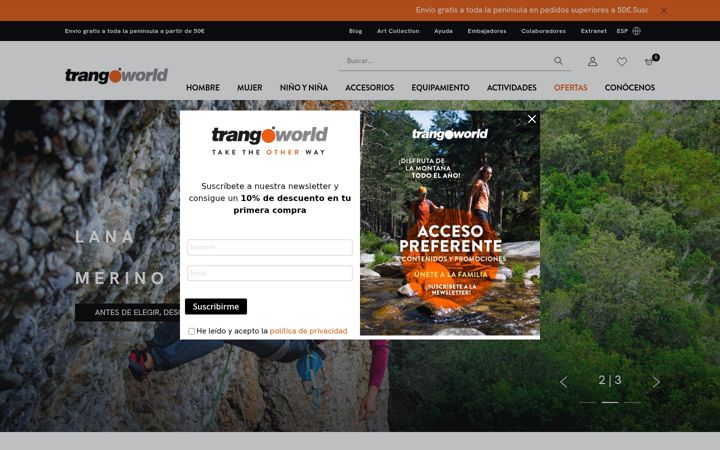 Captură de ecran a trangoworld.com