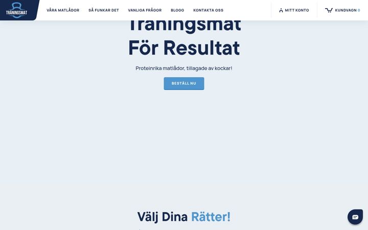 Posnetek zaslona traningsmat.se