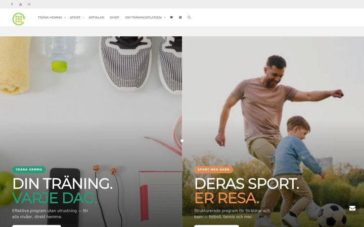 Captura de ecrã de traningsplatsen.se