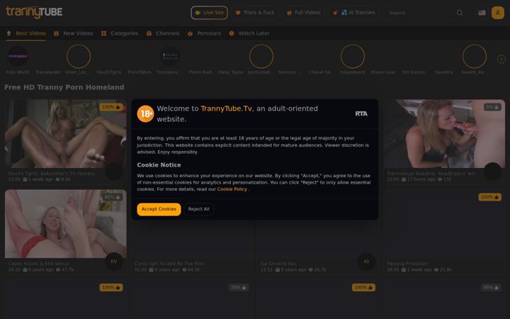 Screenshot of trannytube.tv