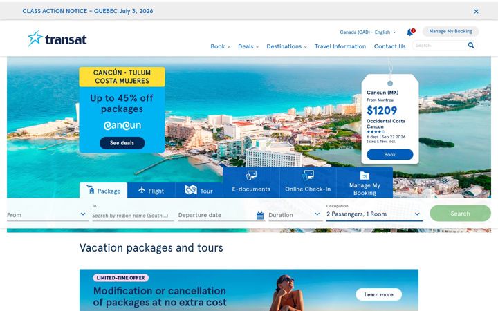 Zrzut ekranu transat.com