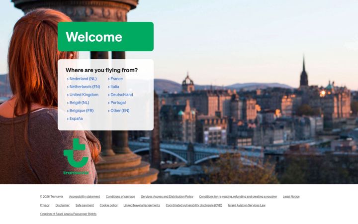 Screenshot di transavia.com