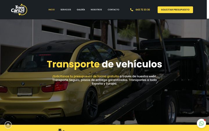 Snímek obrazovky transcars24.com