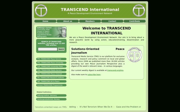 Snímek obrazovky transcend.org