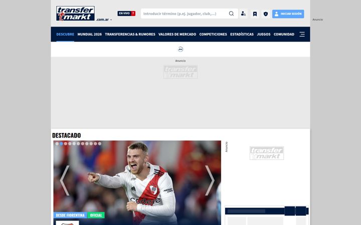 Ekrano kopija transfermarkt.com.ar