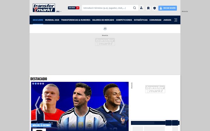 Screenshot von transfermarkt.mx