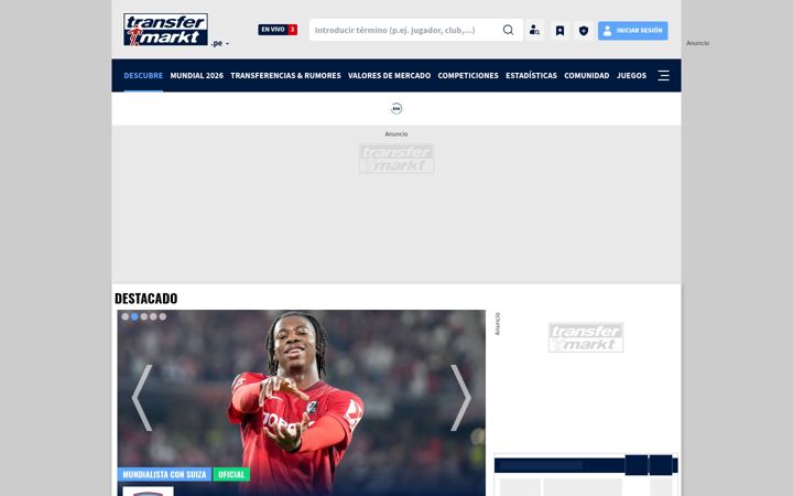 Screenshot of transfermarkt.pe