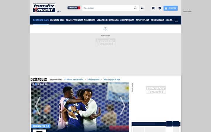 Screenshot of transfermarkt.pt