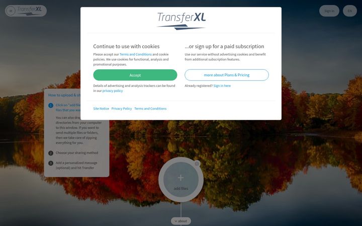 Screenshot of transferxl.com