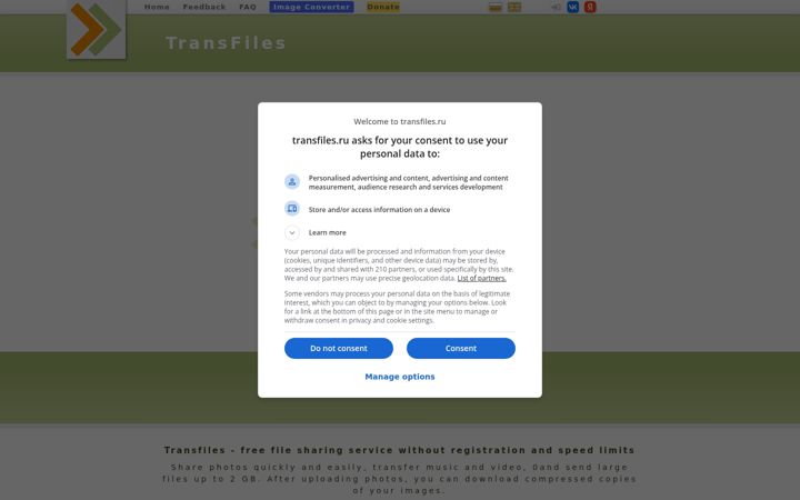 Skärmbild av transfiles.ru