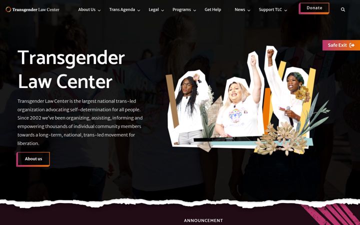 Screenshot of transgenderlawcenter.org