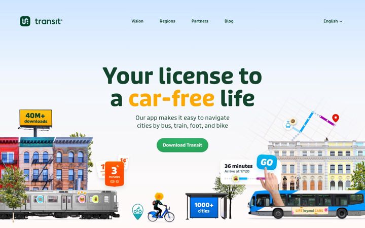 Skjermbilde av transitapp.com