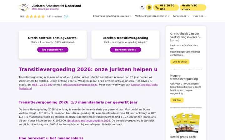 Screenshot of transitievergoeding.nl