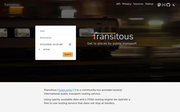 Screenshot of transitous.org