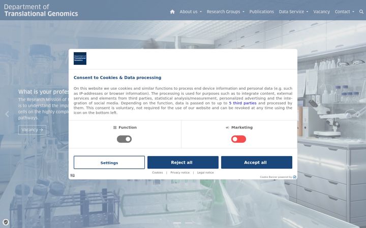 Screenshot of translational-genomics.de