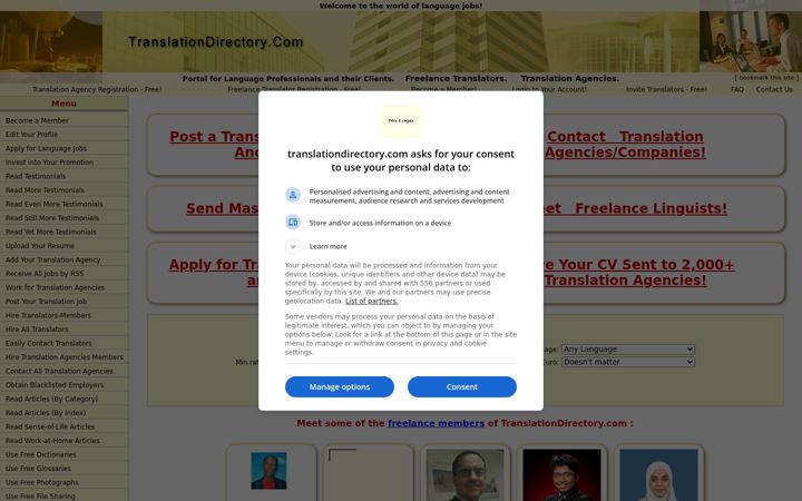 Screenshot of translationdirectory.com