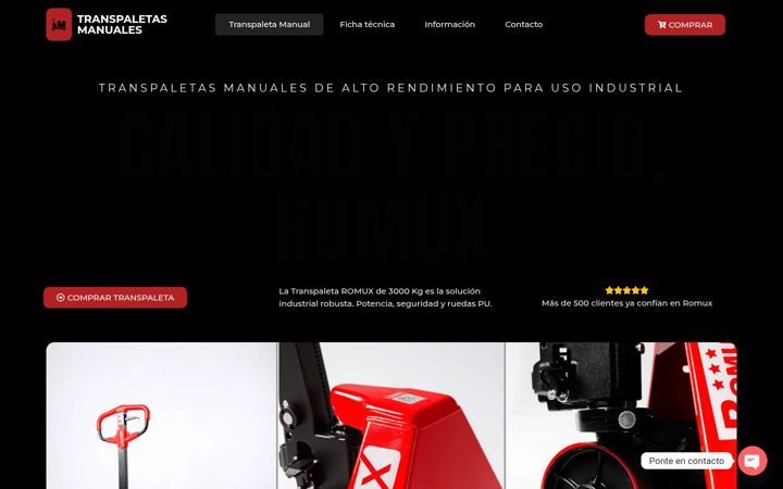 Snímek obrazovky transpaletamanual.com