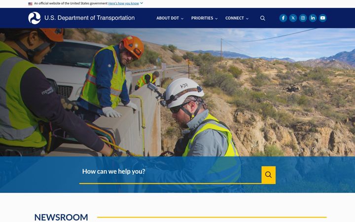 Skjermbilde av transportation.gov