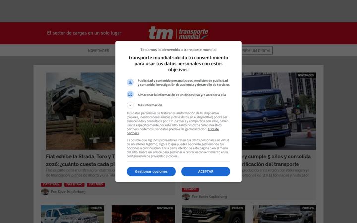 Screenshot of transportemundial.com.ar