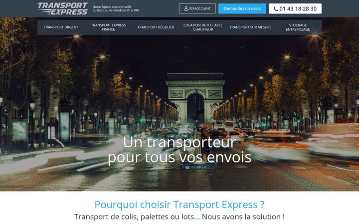 Snímek obrazovky transportexpress.fr