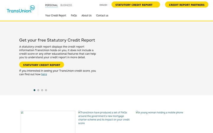 Screenshot of transunion.co.uk