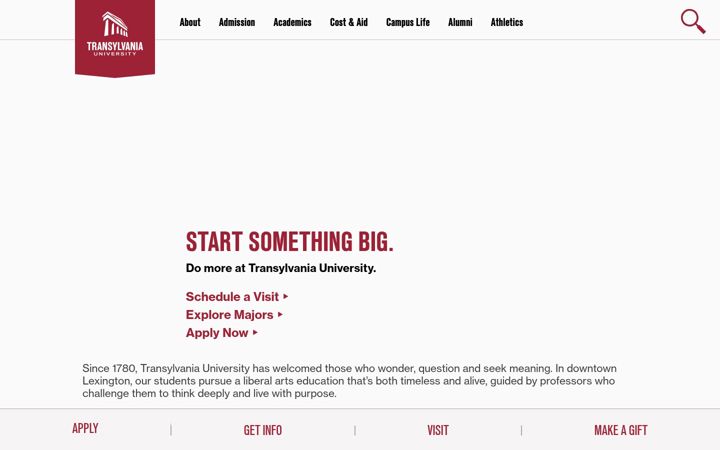 Screenshot von transy.edu