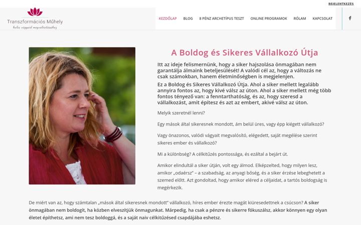 Screenshot ta' transzformaciosmuhely.hu