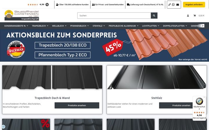 Screenshot of trapezblechprofi.de