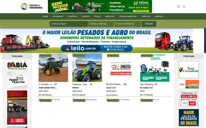 Screenshot of tratoresecolheitadeiras.com.br