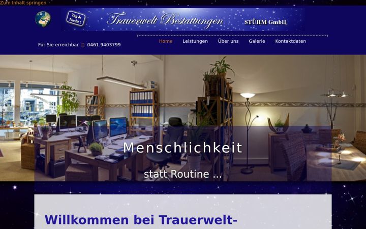 Captură de ecran a trauerwelt.de