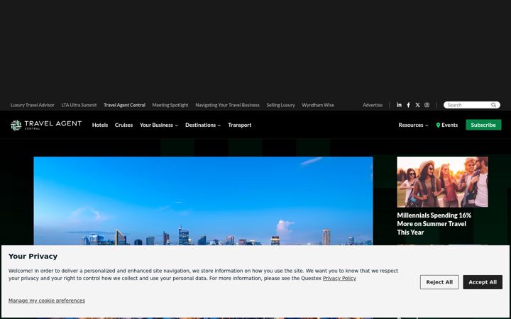 Screenshot of travelagentcentral.com